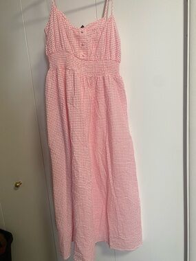 Zara Pink Gingham Button-Front Sundress
